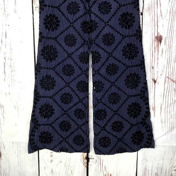 Anthropologie Ett:twa high waisted pinstripe eyelet embroidered wide leg pants - Picture 7 of 9